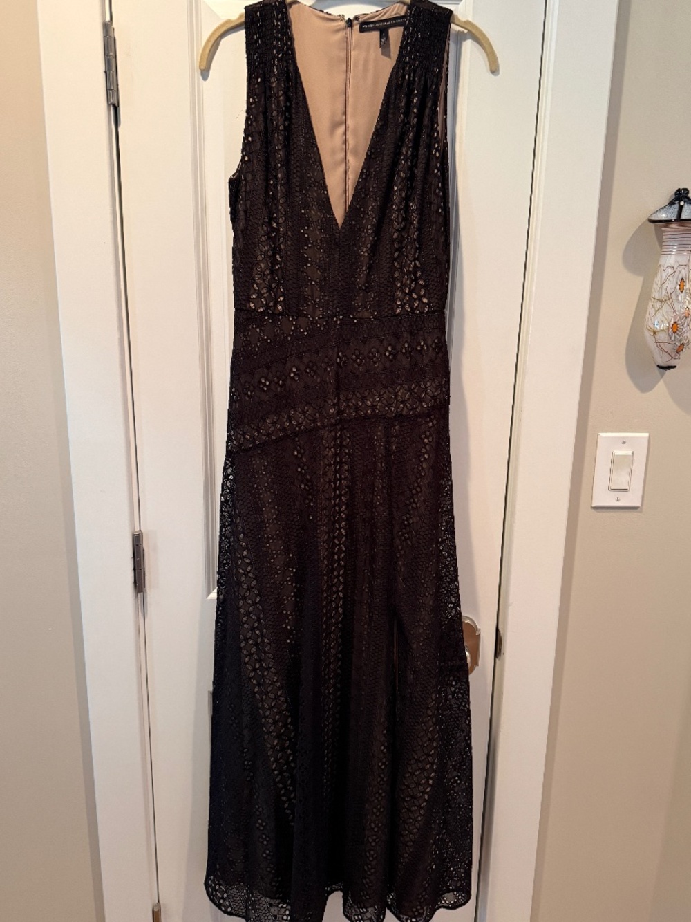 WHBM black lace maxi dress